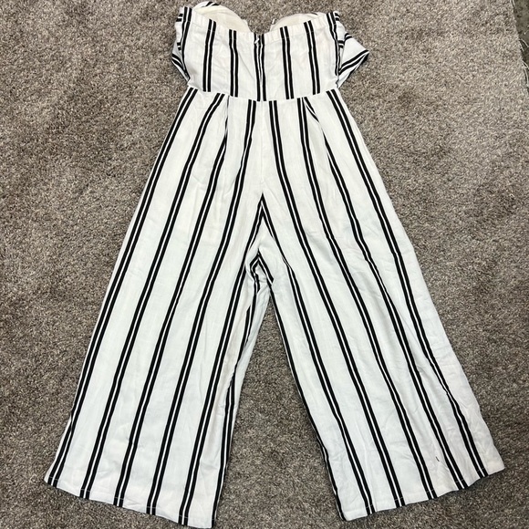 Lulu’s Margo Black and White Striped Strapless Midi Jumpsuit womens size small - Picture 5 of 15